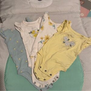 Carter's Yellow and Blue Floral Bodysuits Set